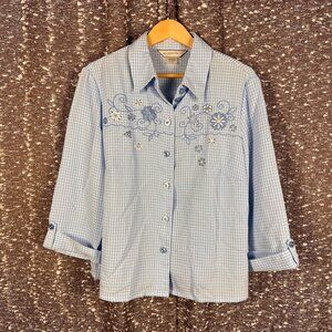 Allison‎ Daley Embroidered Blue and White Shirt